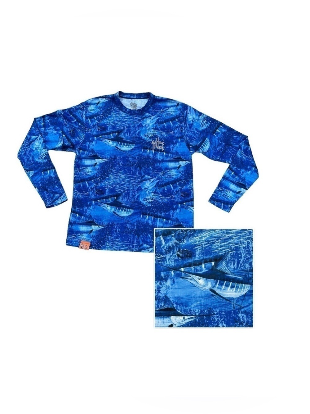 Guy Harvey Legend Camo Men's Performance Long Sleeve Tee Royal Blue Size Small